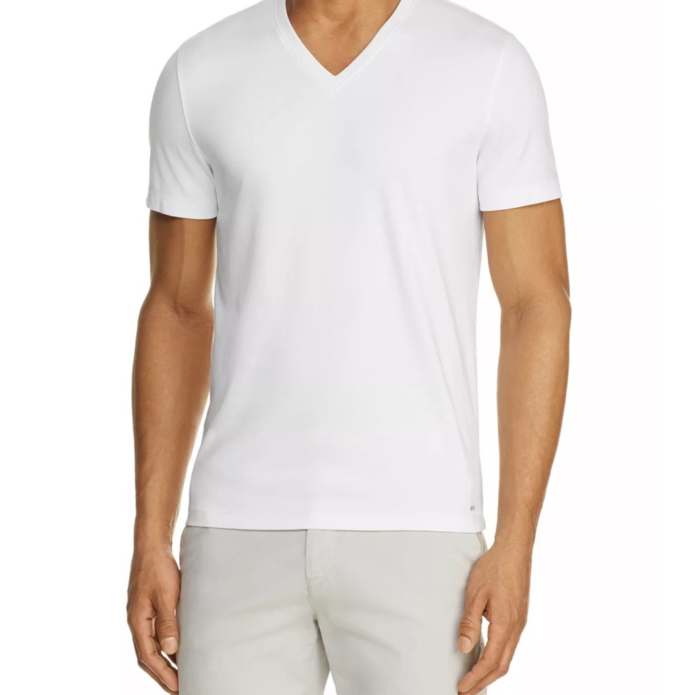 EUC Michael Kors White Short Sleeve V Neck Tee - Medium